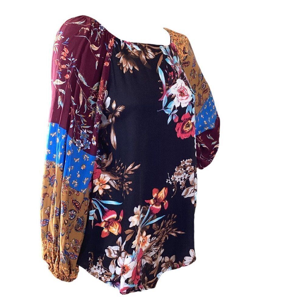 Oddy Mixed Pattern Colorful Boho Peasant Tunic To… - image 3